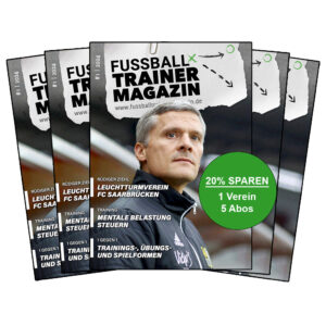 Fussballtrainer Magazin Vereinsabo. 5 Abos für den Verein abschließen und 20% sparen.